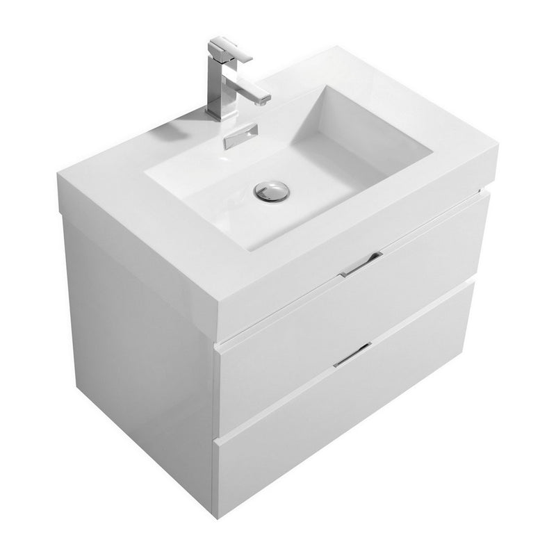 30" Drake Gloss white wall mount bathroom vanity - tgw7390-gw