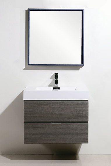30" Drake, Grey Oak Wall Mount Bathroom Vanity