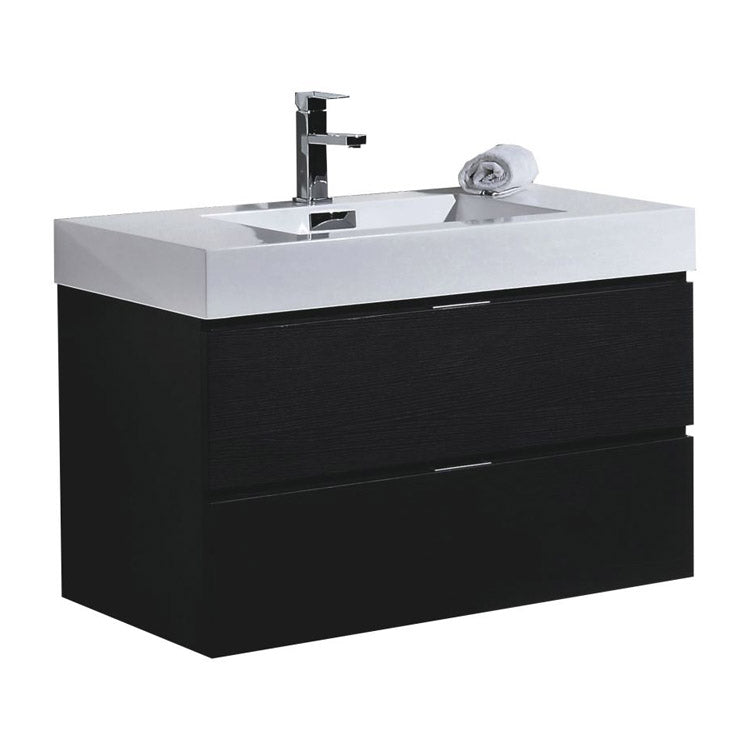 36" Drake Black Wall Mounted Bathroom Vanity