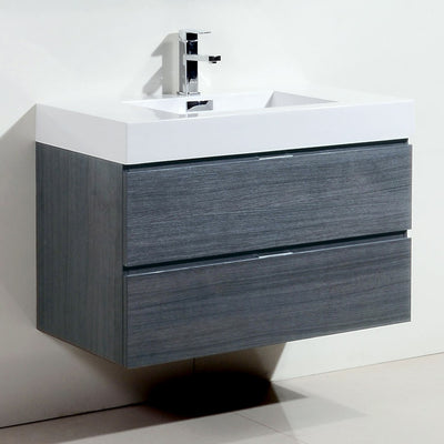 36" Drake Grey Oak Wall Mounted Bathroom Vanity