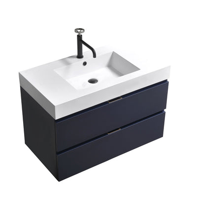 36" Drake Midnight Blue Wall Mounted Bathroom Vanity