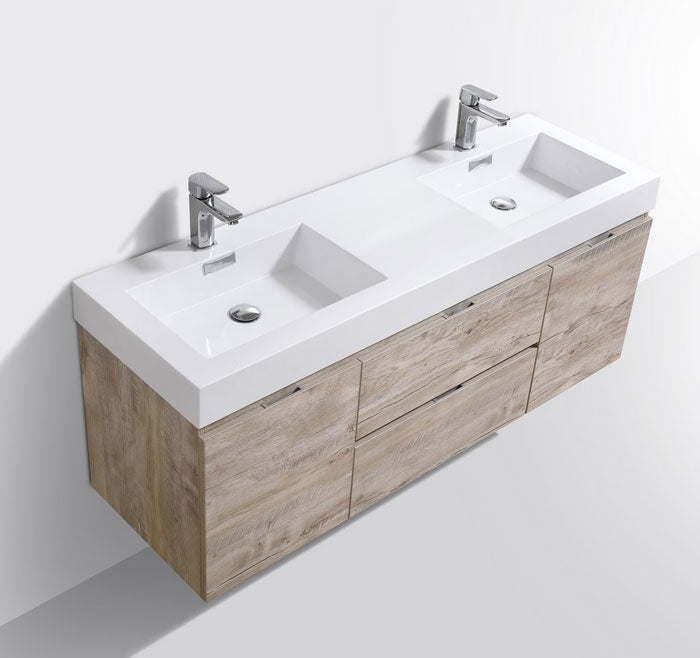 60" Drake Nature Wood Double Sink Bathroom Vanity