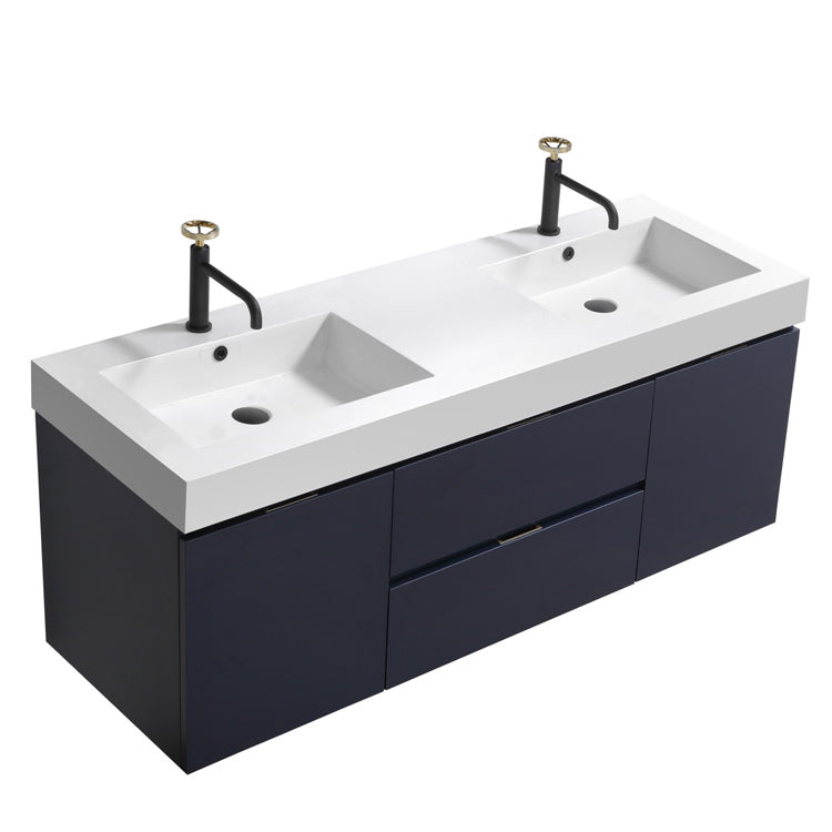 60" Drake Midnight Blue Double Sink Bathroom Vanity