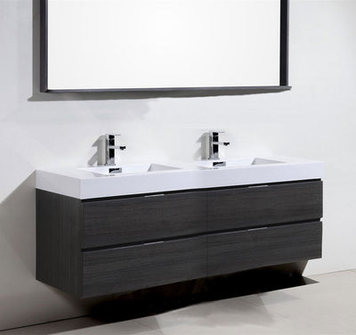 72" Drake Grey Oak Double Sink Bathroom Vanity