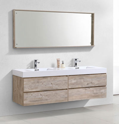 72" Drake Nature Wood Double Sink Bathroom Vanity