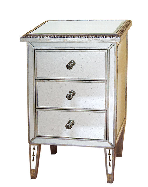 Antiqued Mirrored Nightstand - End Table 18"x30"H