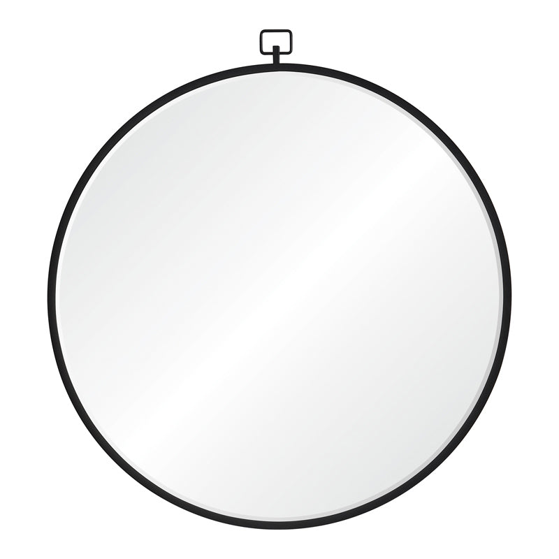  Raden 36" Round Metal Mirror in Matte Black Finish