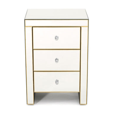 Mirrored Nightstand, End Table Gold Frame