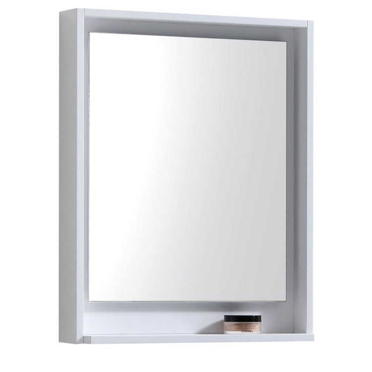 24" Mason Gloss White Mirror with Shelf