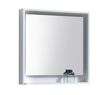 30" Mason Gloss White Mirror with Shelf