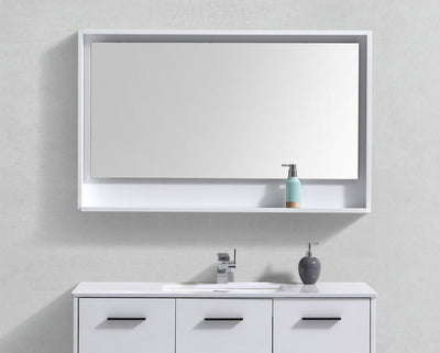 48" Mason Gloss White Mirror with Shelf
