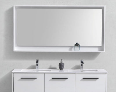 70" Mason Gloss White Mirror with Shelf