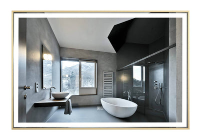 48" Vivid, Brushed Gold LED Bathroom Mirror, Dimmable and Anti-Fog